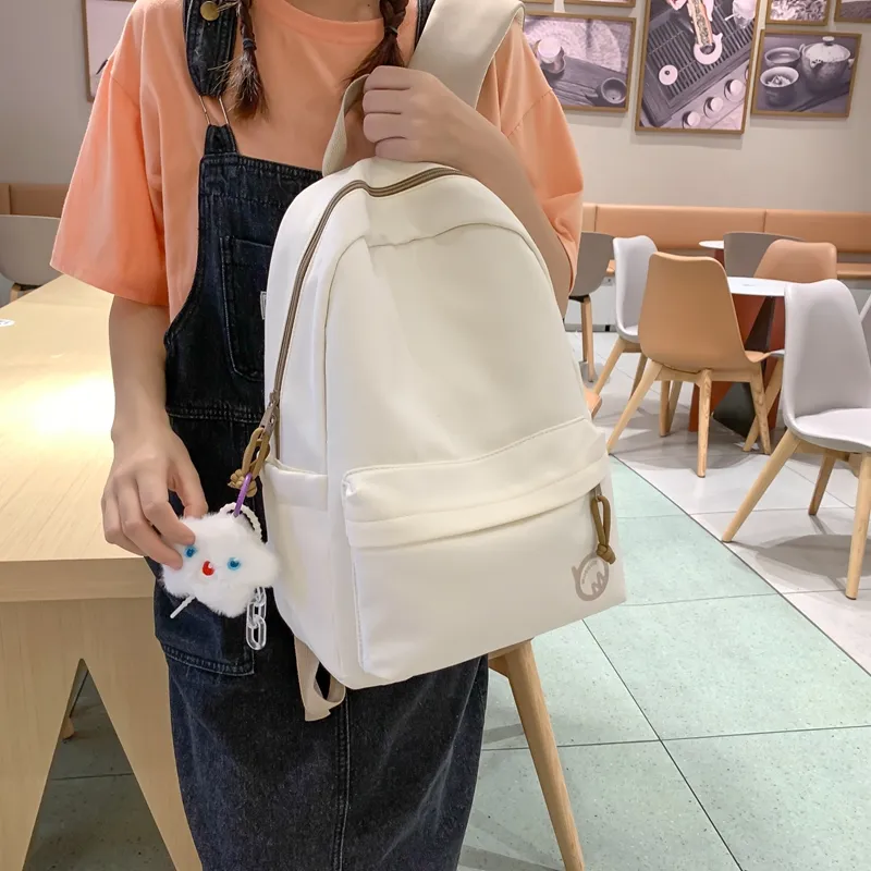 Vack Nylon Backpack Unisex White/Black/Yellow/Blue-3