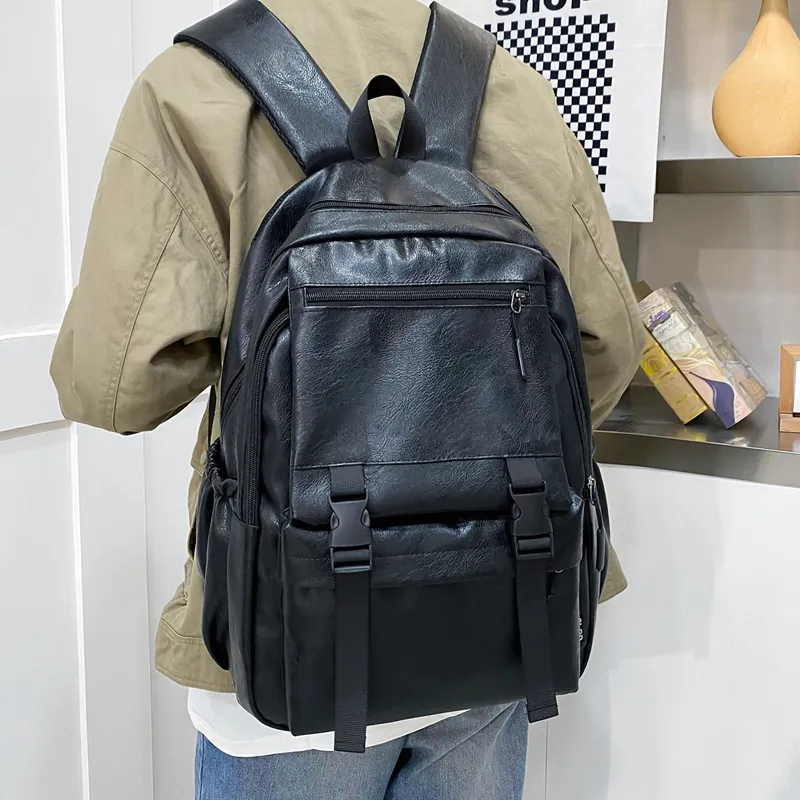 Vack PU Backpack Men's Black/Brown-3