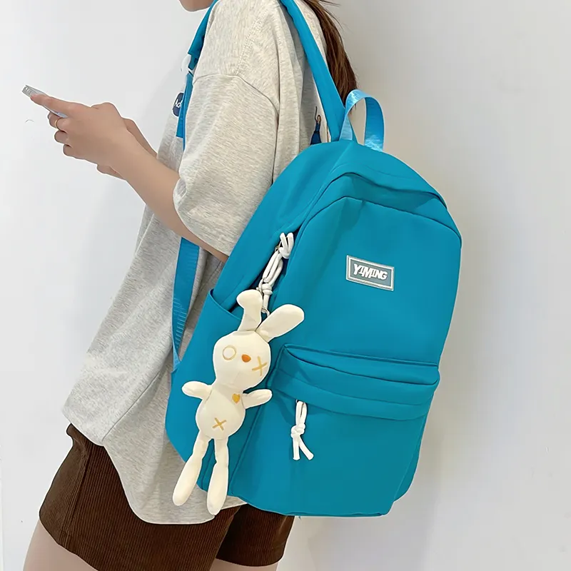 Vack Nylon Backpack Unisex White/Black/Green/Blue/Pink-17
