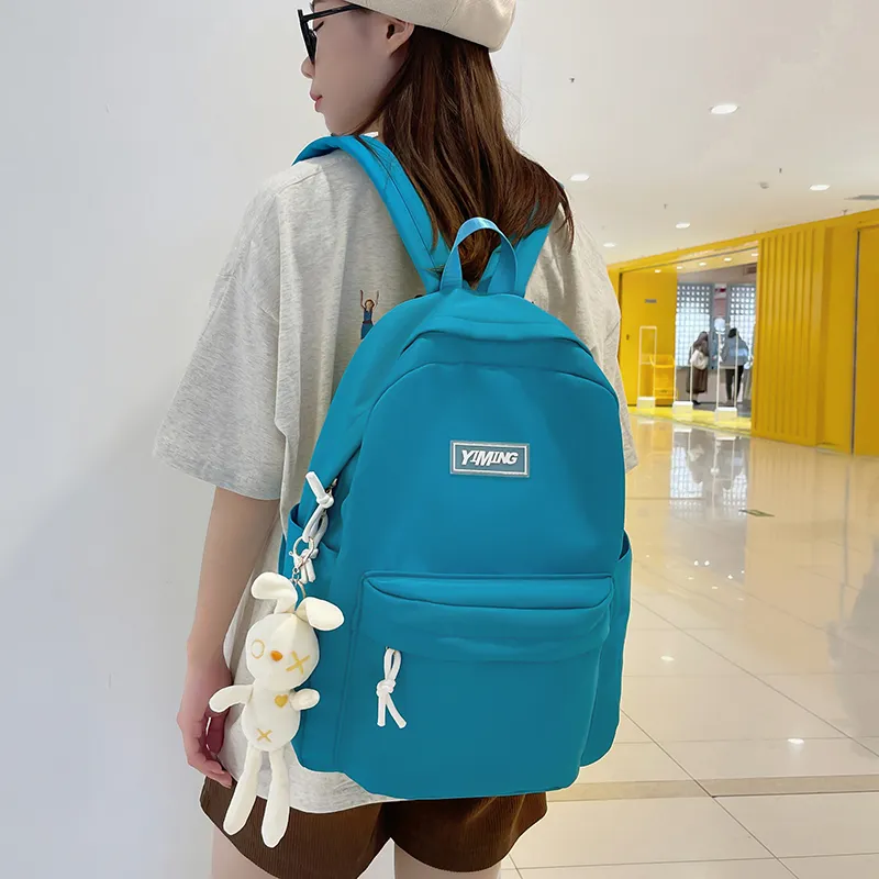 Vack Nylon Backpack Unisex White/Black/Green/Blue/Pink-14