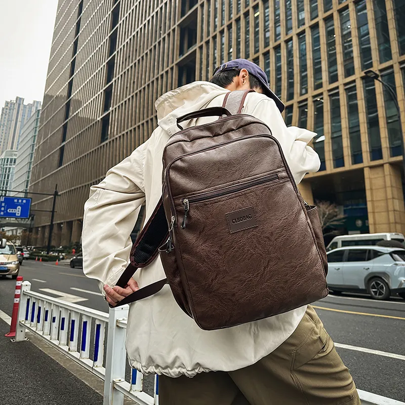 Vack PU Backpack Unisex Black/Brown-10