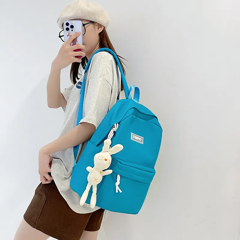 Vack Nylon Backpack Unisex White/Black/Green/Blue/Pink-16