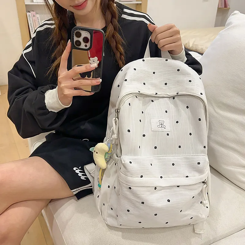 Vack Nylon Backpack Unisex White/Black-3
