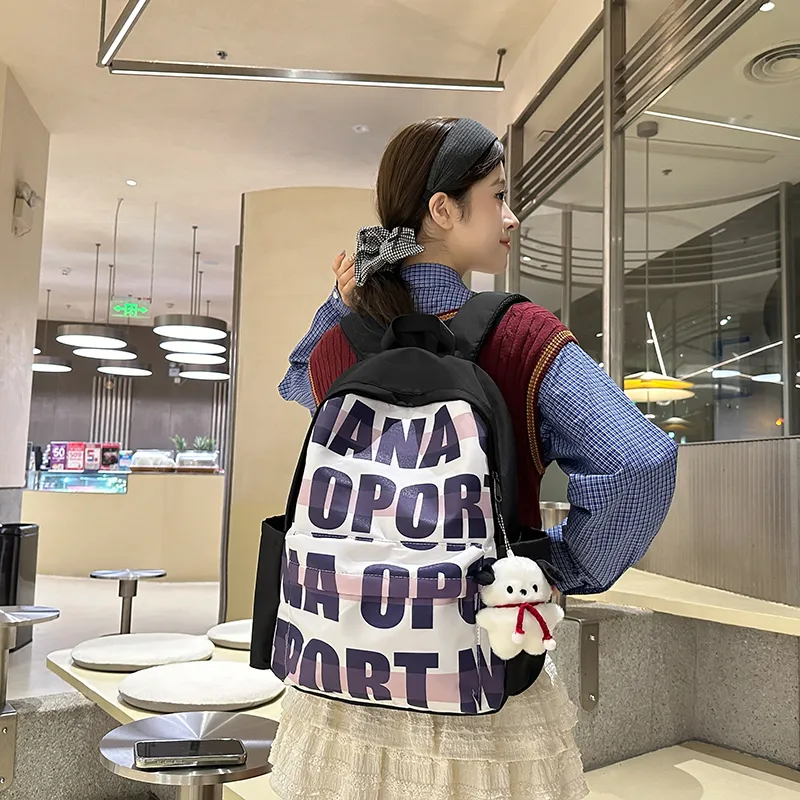 Vack Nylon Backpack Unisex Black Purple/Black Red/Black Green/Black Blue-1