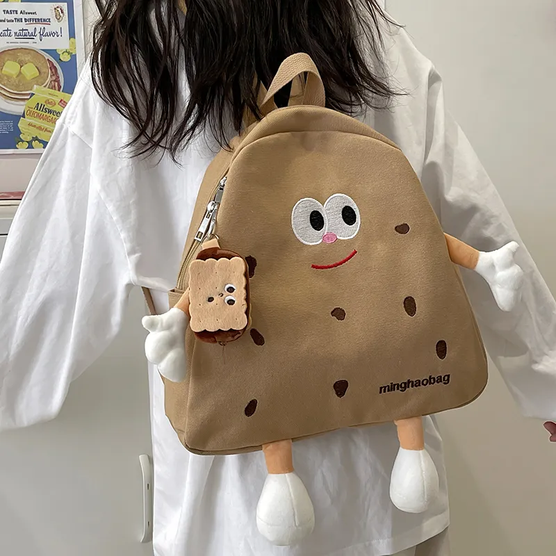 Vack Canvas Backpack Unisex White/Yellow/Khaki-15
