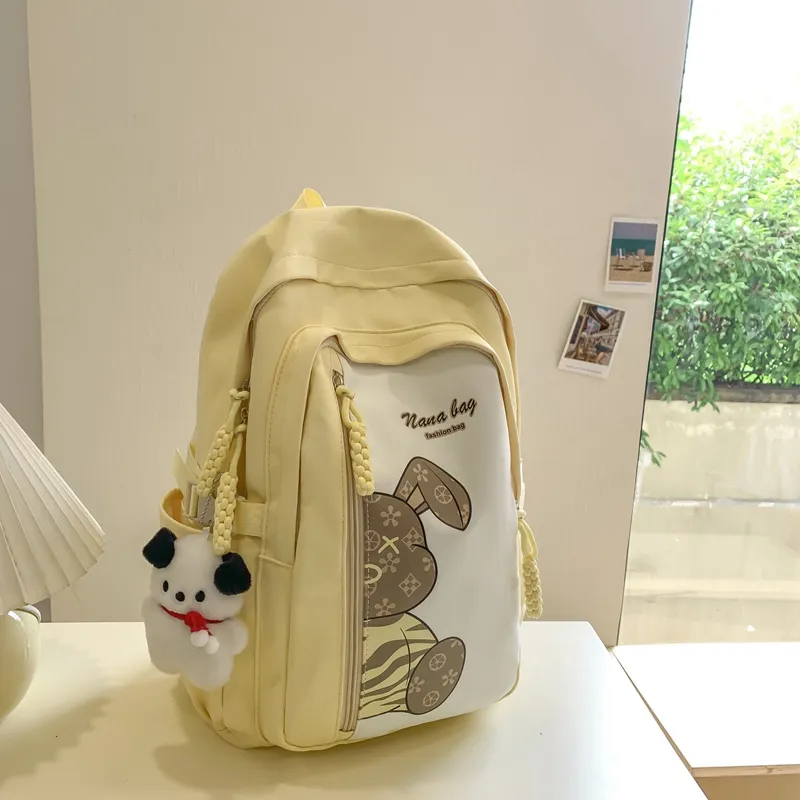 Vack Nylon Backpack Unisex White/Black/Orange Red/Yellow/Green/Brown-11