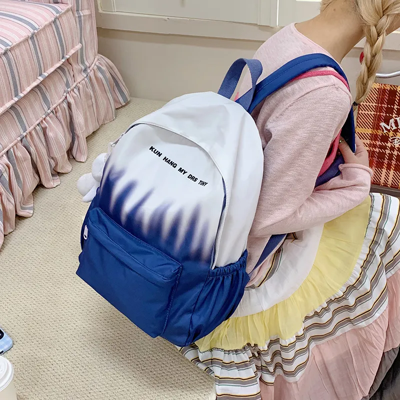 Vack Nylon Fabric Backpack Unisex Pink/Green/Light Blue/Dark Blue-15