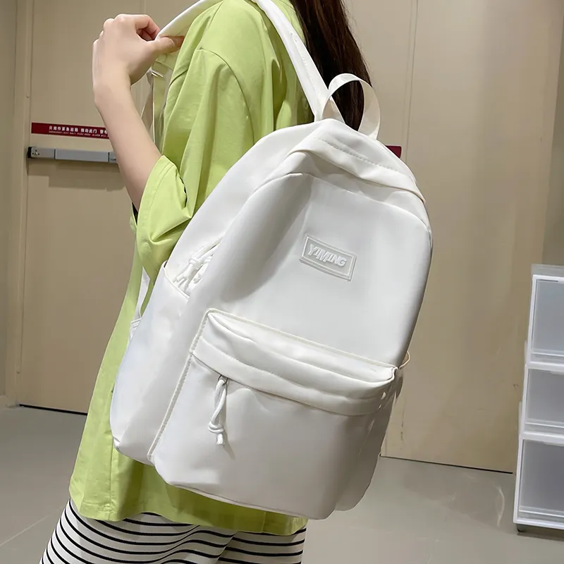 Vack Nylon Backpack Unisex White/Black/Green/Blue/Pink-3