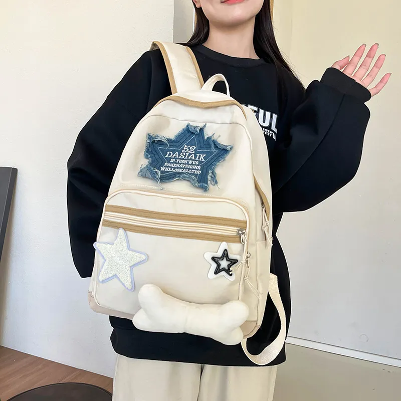 Vack Oxford Backpack Unisex Ecru/Coffee-2
