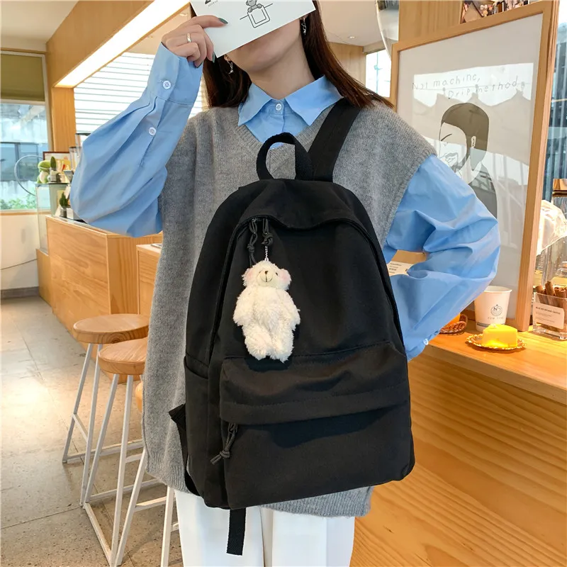 Vack Canvas Backpack Unisex White/Black/Blue-9