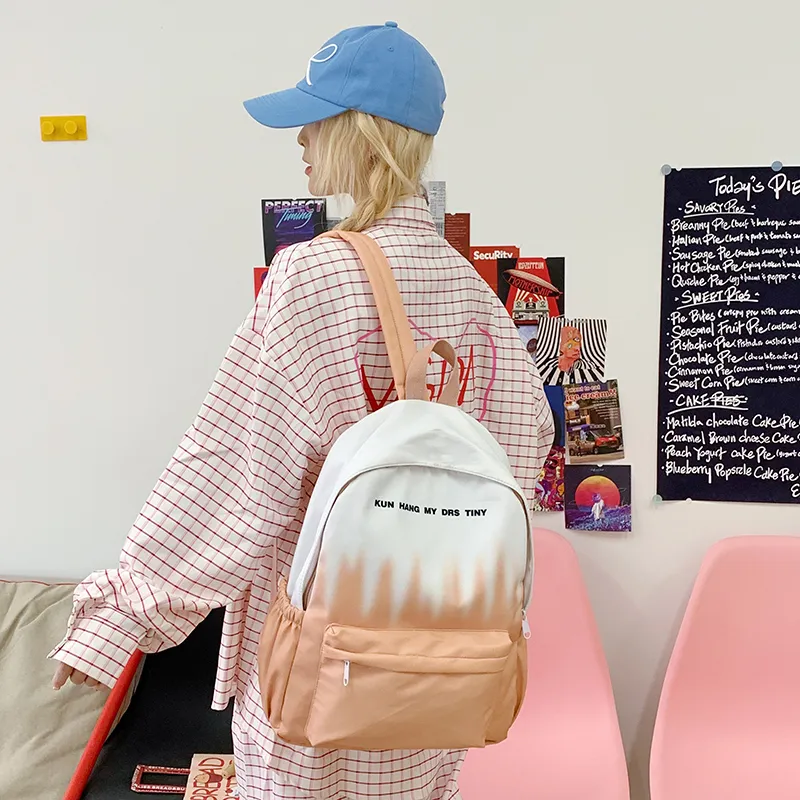 Vack Nylon Fabric Backpack Unisex Pink/Green/Light Blue/Dark Blue-3