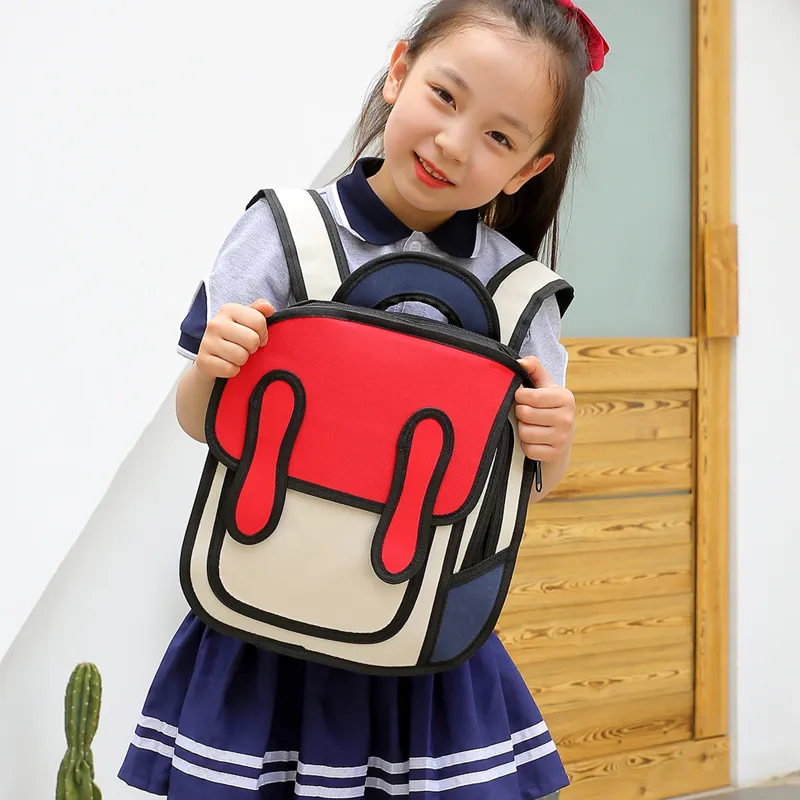 Vack Nylon Backpack Unisex Red/Green/Blue-1