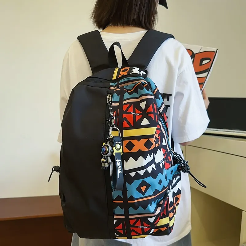 Vack Nylon Backpack Regular Unisex White/Red/Green/Blue-7