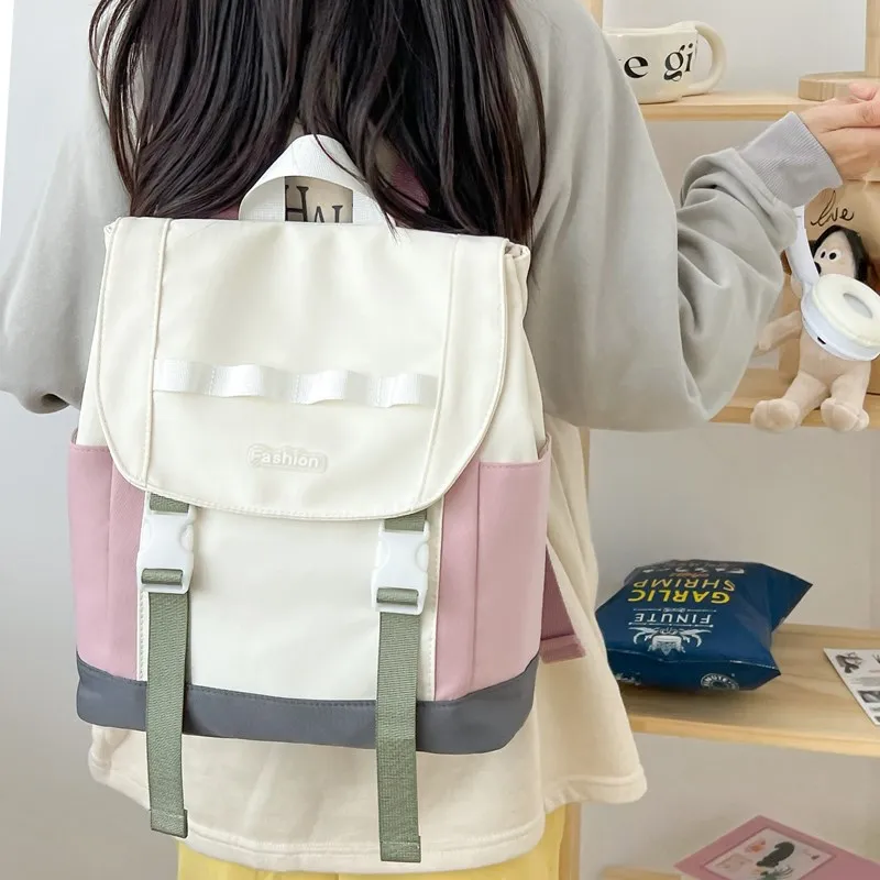 Vack Canvas Backpack Regular Unisex Dark Gray/lotus Root Color/sky Blue-6