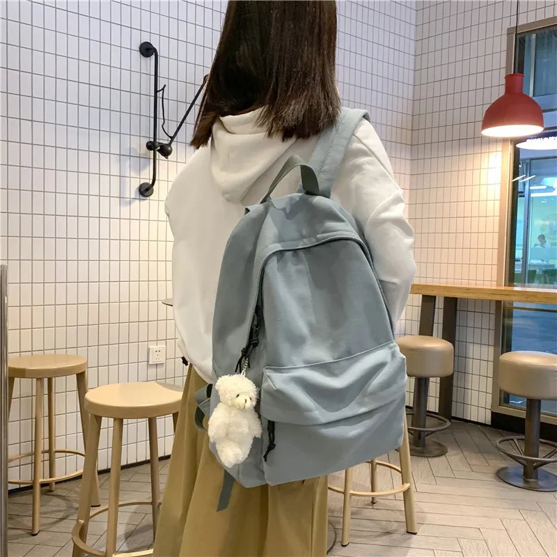 Vack Canvas Backpack Unisex White/Black/Blue-13