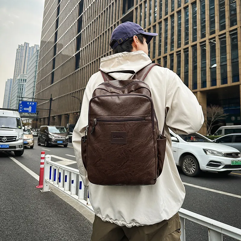 Vack PU Backpack Unisex Black/Brown-8