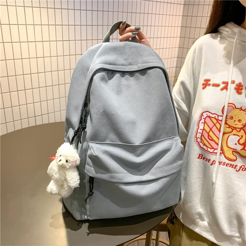 Vack Canvas Backpack Unisex White/Black/Blue-11