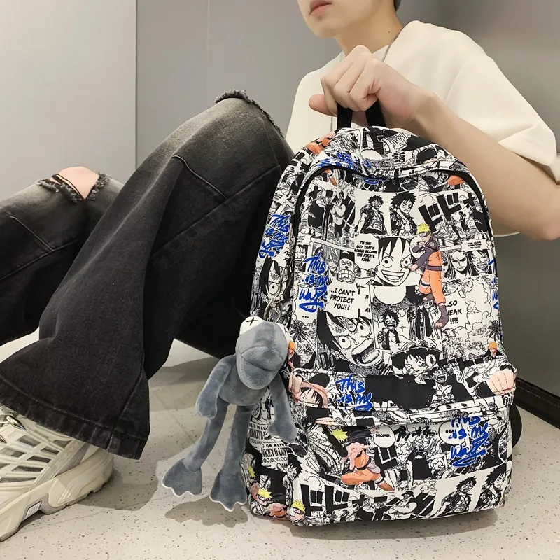 Vack Nylon Backpack Unisex White/Black-4