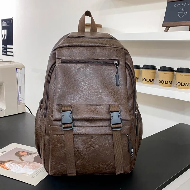 Vack PU Backpack Men's Black/Brown-9