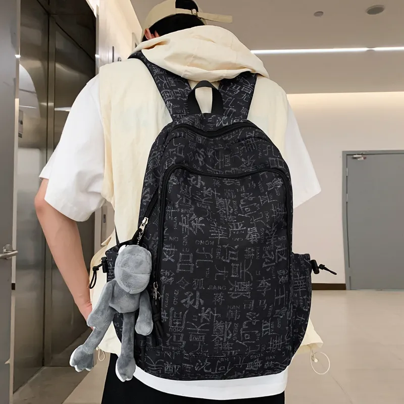 Vack Nylon Backpack Unisex Black/Light Blue/Dark Blue-2
