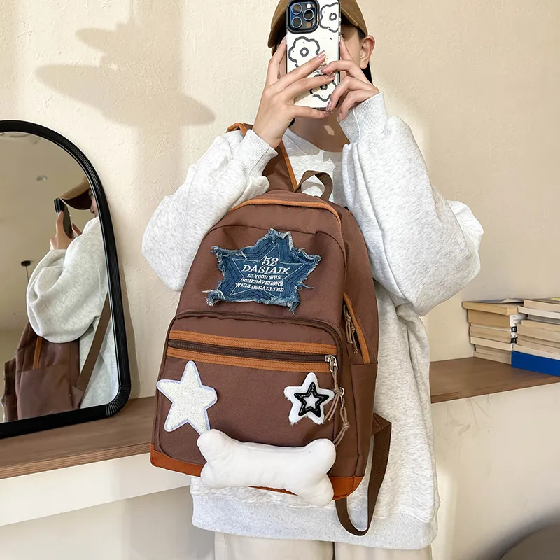 Vack Oxford Backpack Unisex Ecru/Coffee-9