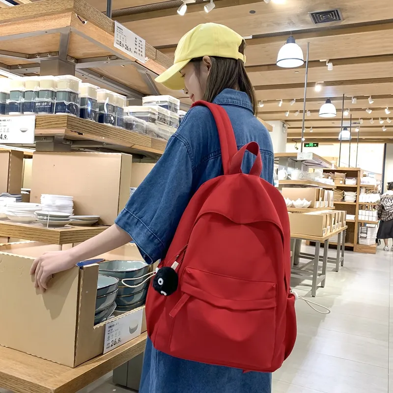 Vack Nylon Backpack Unisex Black/Red/Yellow/Blue/Pink-6