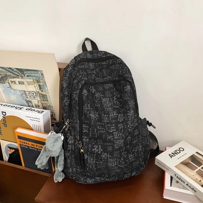 Vack Nylon Backpack Unisex Black/Light Blue/Dark Blue-4