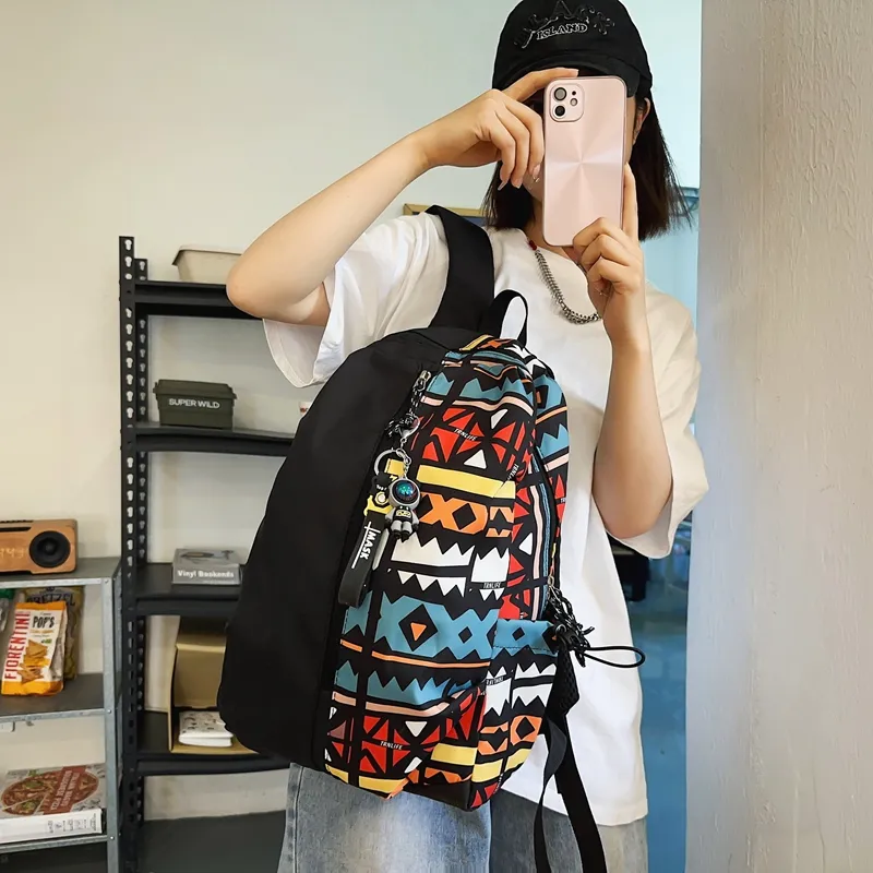 Vack Nylon Backpack Regular Unisex White/Red/Green/Blue-8