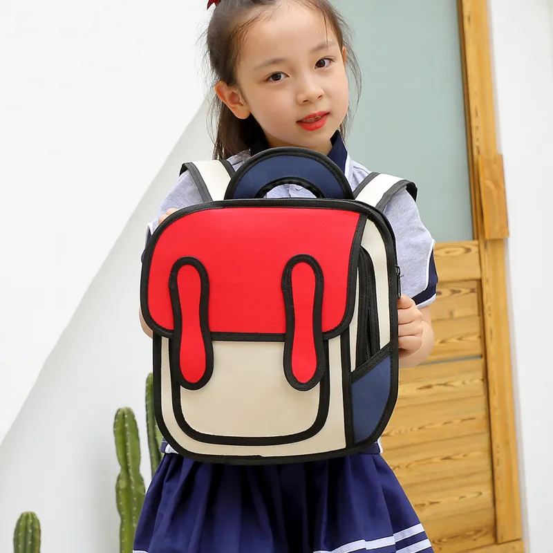 Vack Nylon Backpack Unisex Red/Green/Blue-2