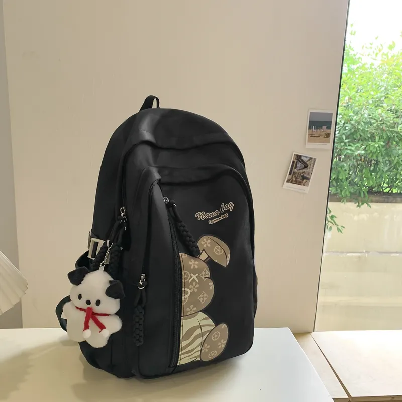 Vack Nylon Backpack Unisex White/Black/Orange Red/Yellow/Green/Brown-5