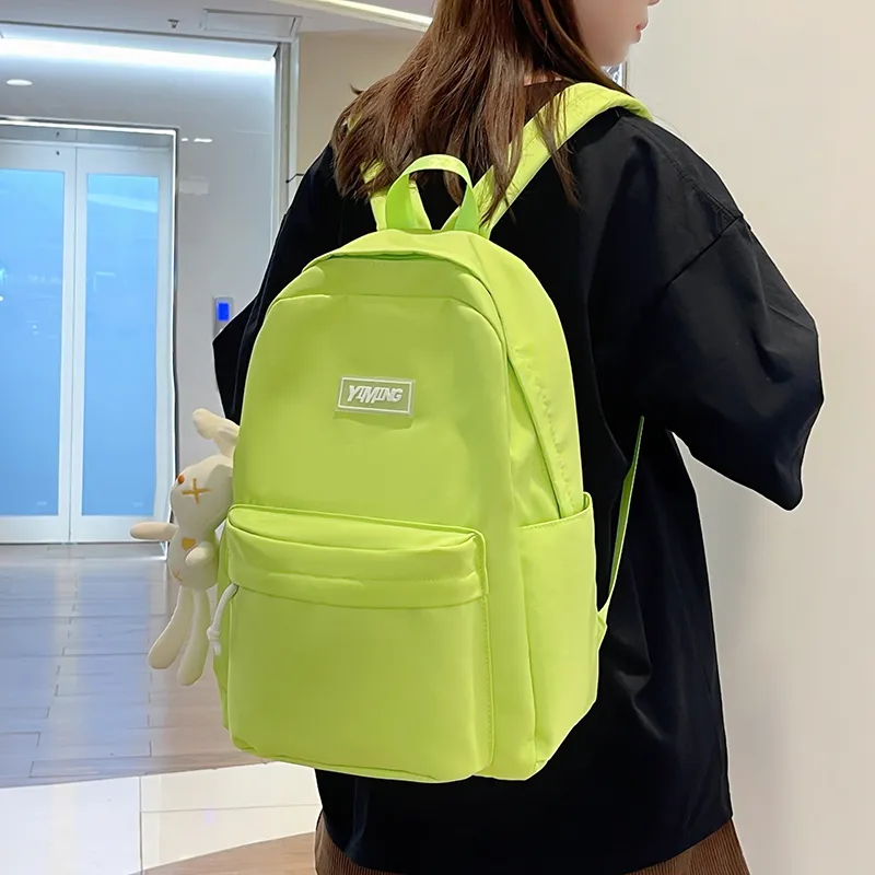 Vack Nylon Backpack Unisex White/Black/Green/Blue/Pink-9