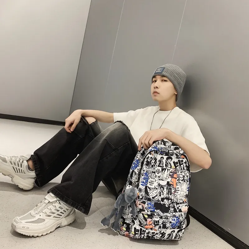 Vack Nylon Backpack Unisex White/Black-1