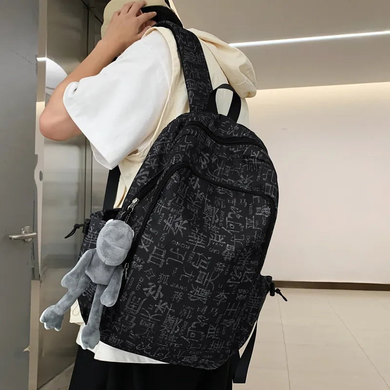 Vack Nylon Backpack Unisex Black/Light Blue/Dark Blue-3