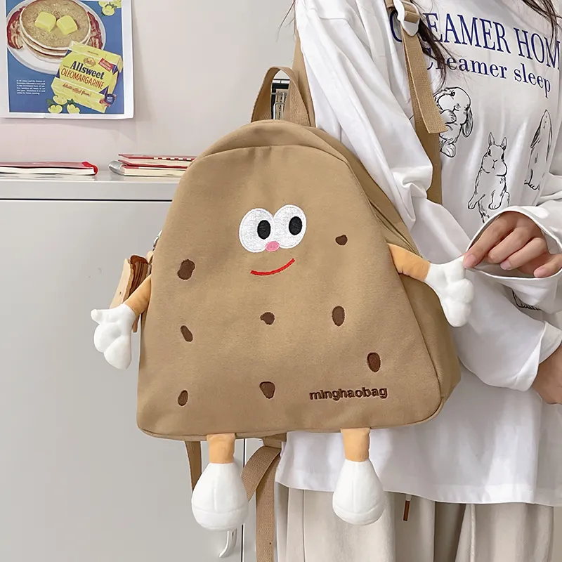Vack Canvas Backpack Unisex White/Yellow/Khaki-14