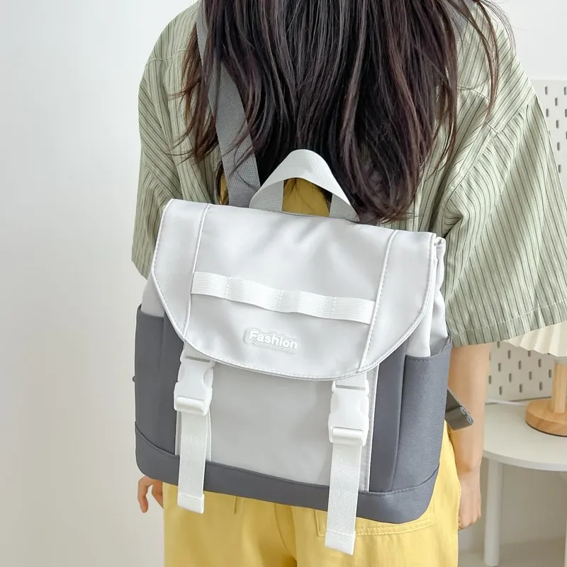Vack Canvas Backpack Regular Unisex Dark Gray/lotus Root Color/sky Blue-1