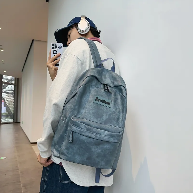 Vack Pu Backpack Unisex White/Grey/Black/Pink/Army Green/Royal Blue-22