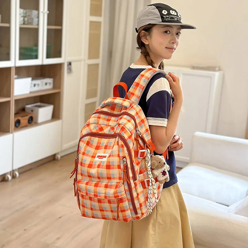 Vack Nylon Backpack Regular Unisex Red Green/Orange/Green Blue-9