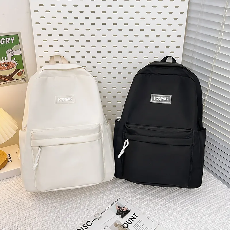 Vack Nylon Backpack Unisex White/Black/Green/Blue/Pink-7