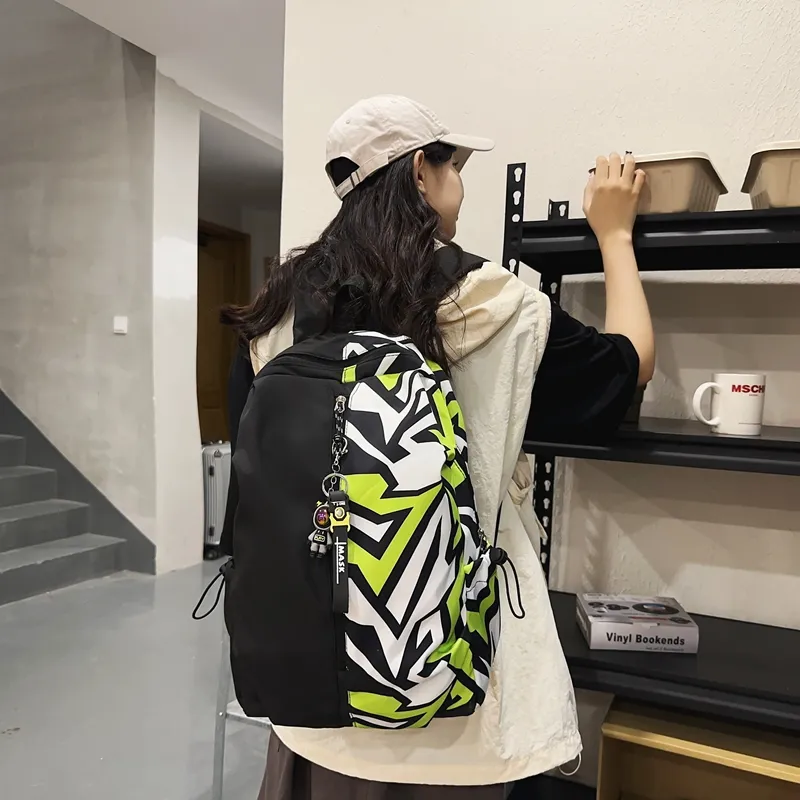 Vack Nylon Backpack Regular Unisex White/Red/Green/Blue-12