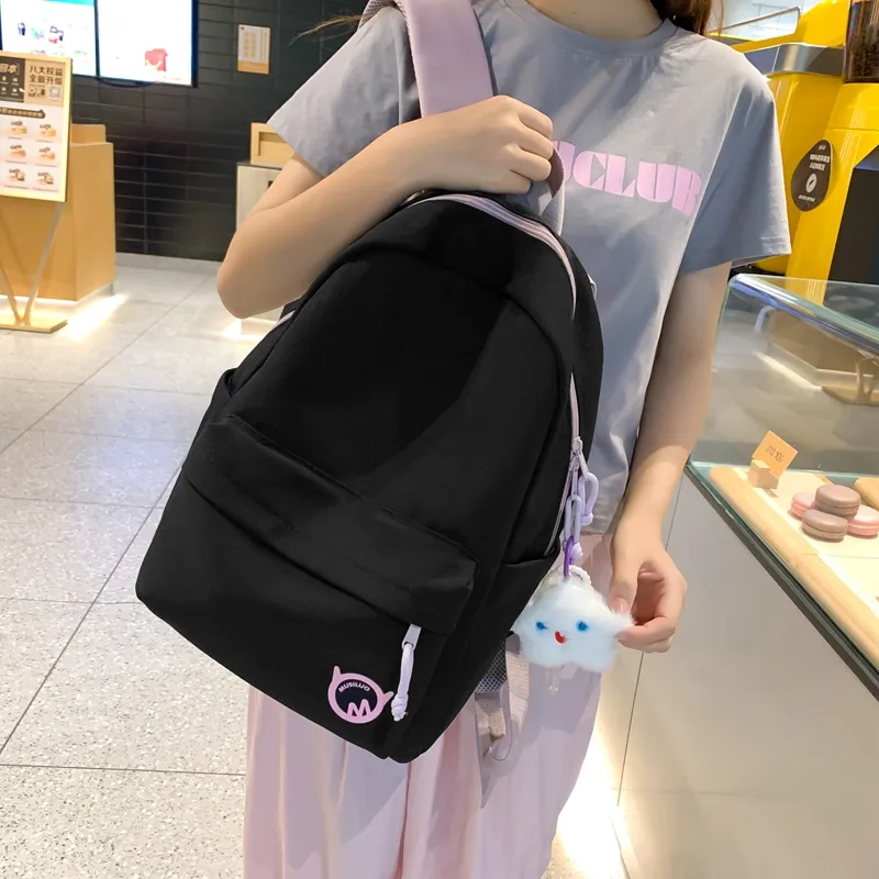 Vack Nylon Backpack Unisex White/Black/Yellow/Blue-9