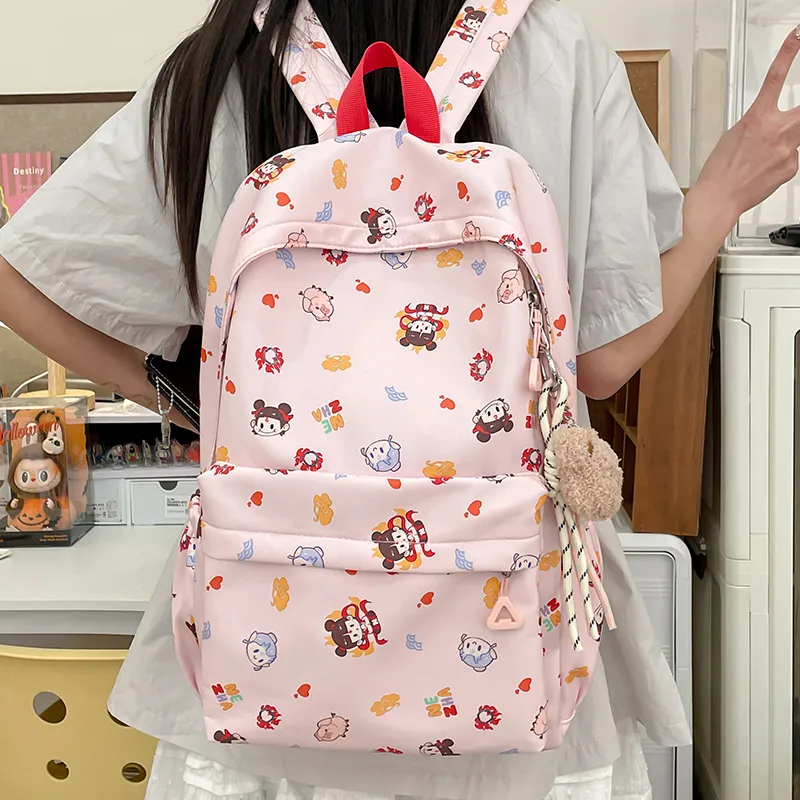 Vack Nylon Backpack Unisex White/Black/Pink/Blue-14