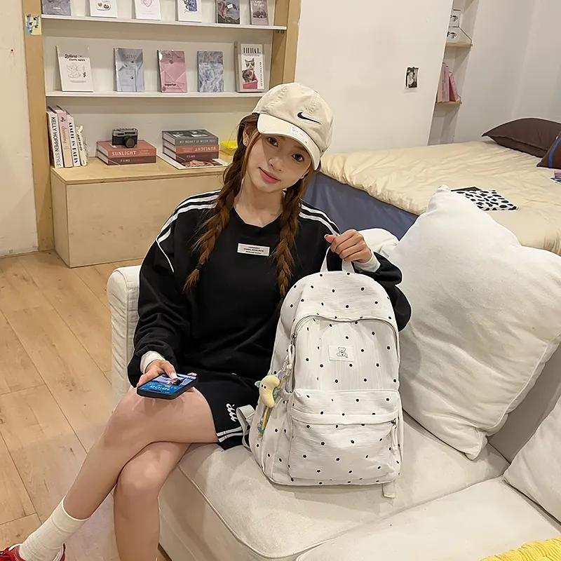 Vack Nylon Backpack Unisex White/Black-4