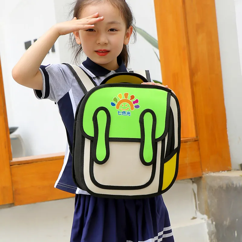 Vack Nylon Backpack Unisex Red/Green/Blue-5