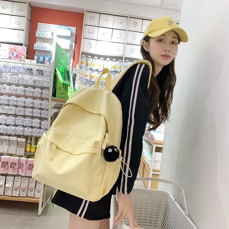 Vack Nylon Backpack Unisex Black/Red/Yellow/Blue/Pink-13