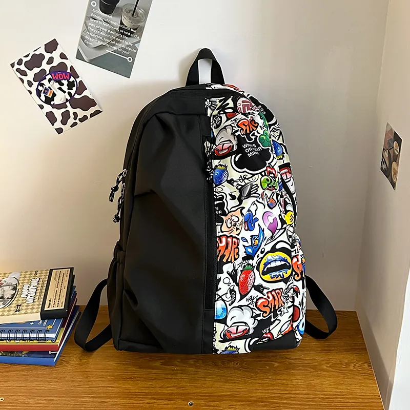 Vack Nylon Backpack Unisex White/Red/Green-1