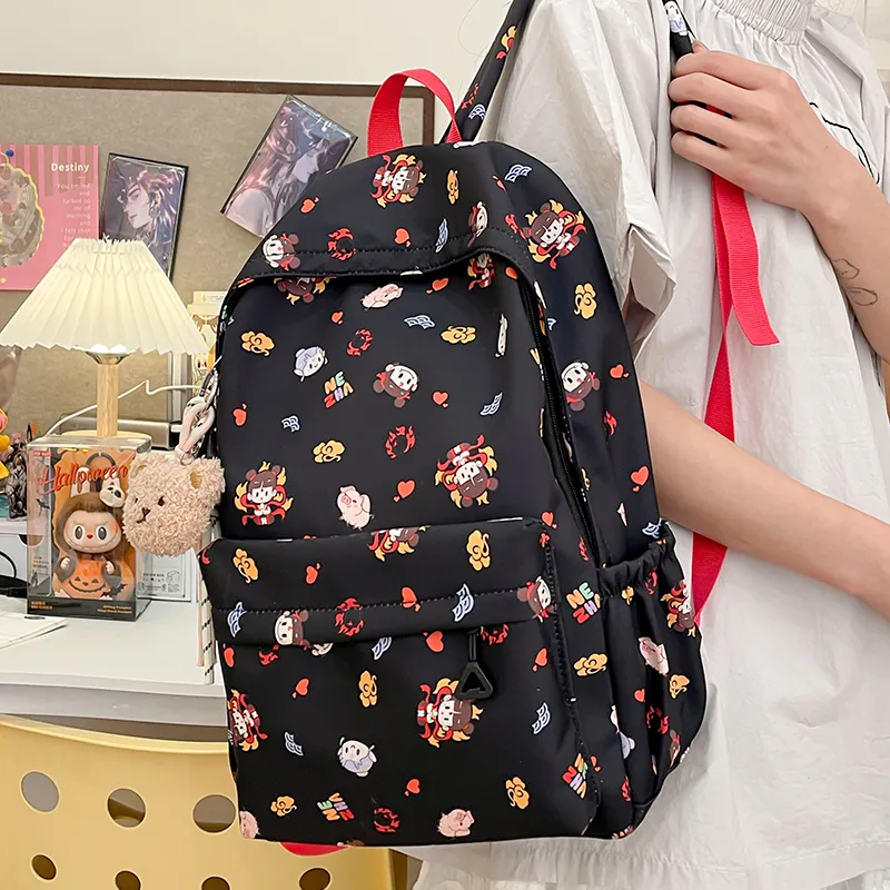 Vack Nylon Backpack Unisex White/Black/Pink/Blue-6