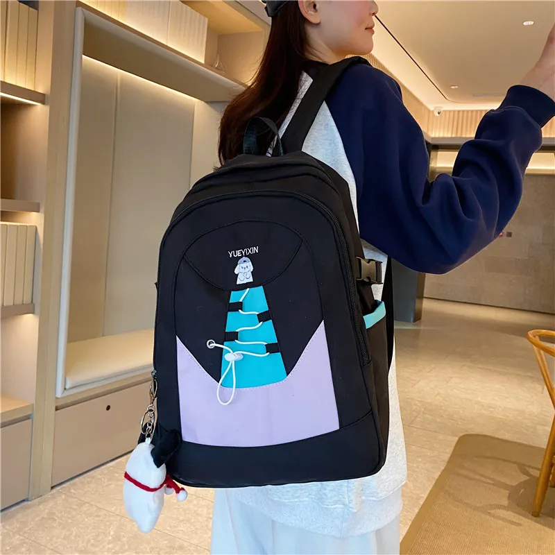 Vack Nylon Backpack Regular Unisex Black/Purple/Yellow-4