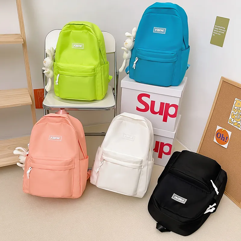 Vack Nylon Backpack Unisex White/Black/Green/Blue/Pink-6