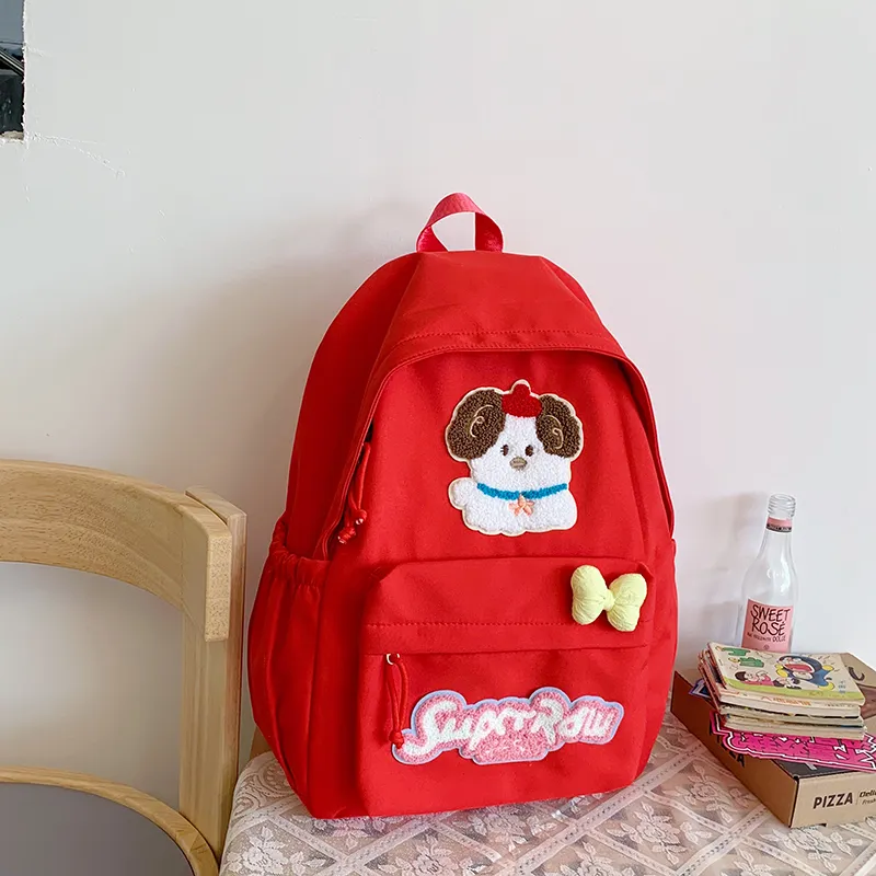 Vack Nylon Fabric Backpack Regular Unisex White/Black/Pink/Red/Yellow/Green-14