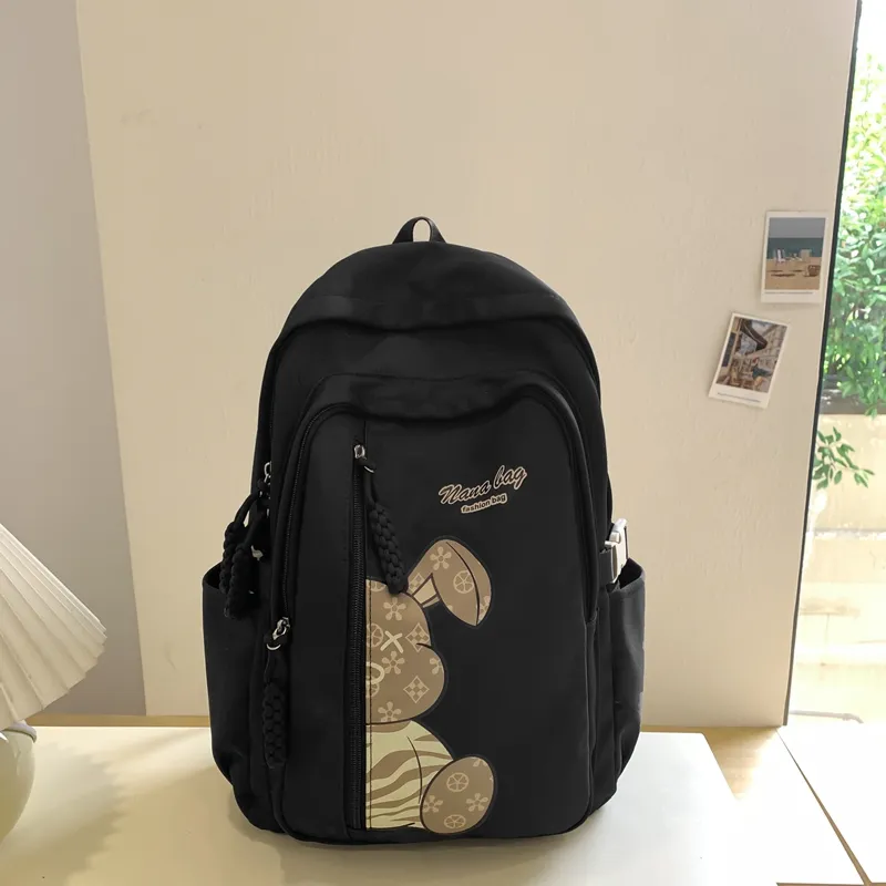 Vack Nylon Backpack Unisex White/Black/Orange Red/Yellow/Green/Brown-6